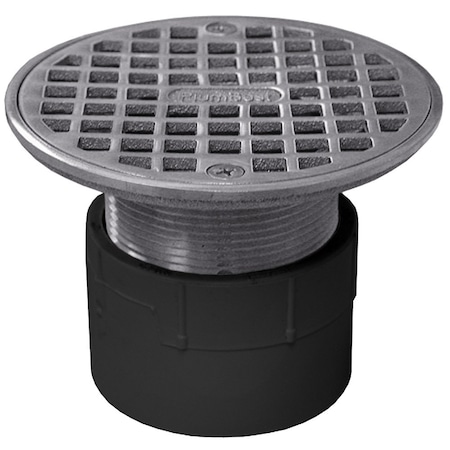 Jones Stephens 2in. PVC Over Pipe Fit Drain Base with 2in. Metal Spud and 6in. Chrome Plated Strainer D53216